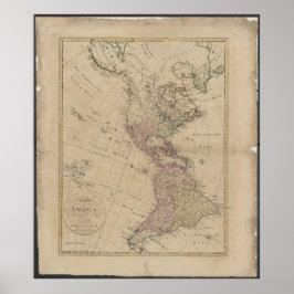 Poster Mapa da América do Norte e do Sul de 1796 da Alema