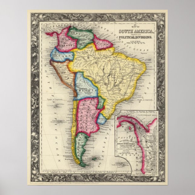 Poster Mapa Da América Do Sul (Frente)