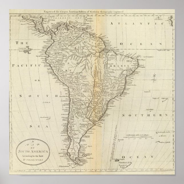 Pôster Mapa da América do Sul 2 (Frente)