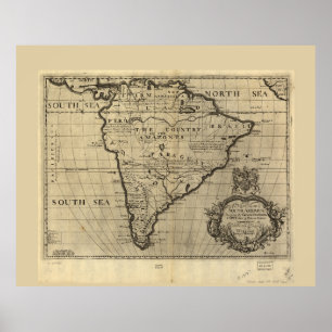 Poster Mapa da América do Sul (cerca de 1700)