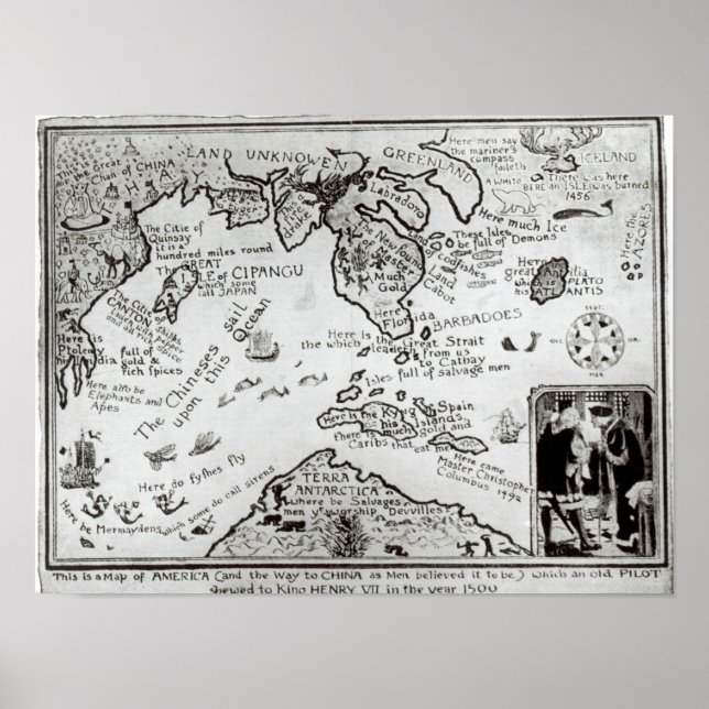 Poster Mapa da América e direções para a China (Frente)