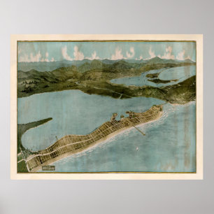 Poster Mapa da antiga Missão Praia da AC (1915) Vintage 