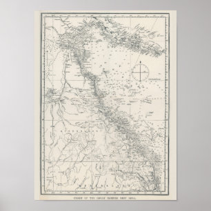 Poster Mapa da área de recife da barreira do Excelente