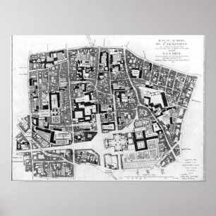 Pôster Mapa da área de Sainte-Genevieve, Paris, 1756