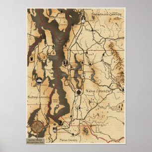 Poster Mapa da área de Seattle