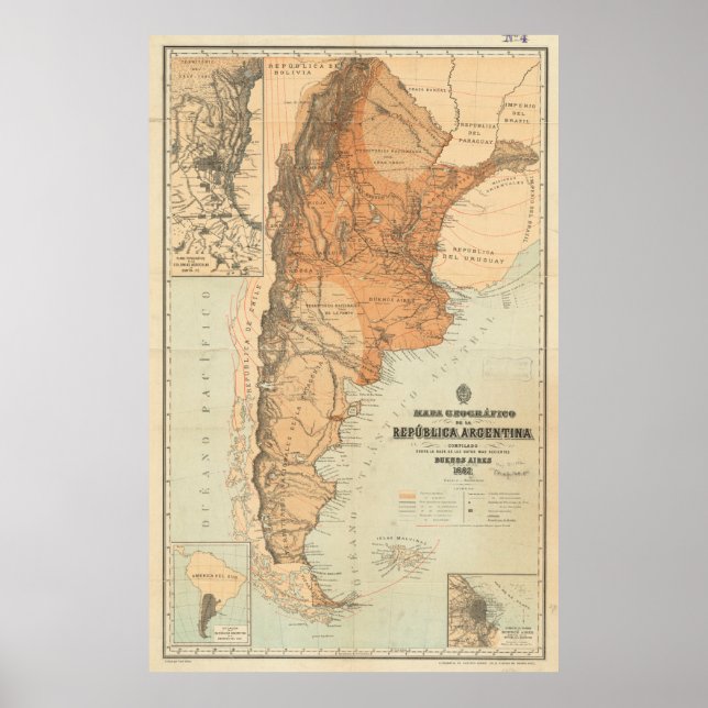 Poster Mapa da Argentina (1882) (Frente)