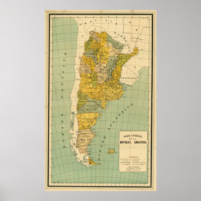 Poster Mapa da Argentina (1910) (Frente)