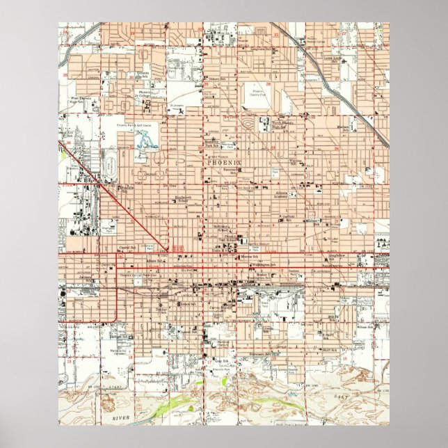 Pôster Mapa da Arizona de Phoenix (1952) (Frente)