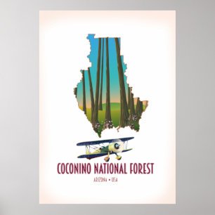Poster Mapa da Arizona Nacional Florestal de Coconino nos
