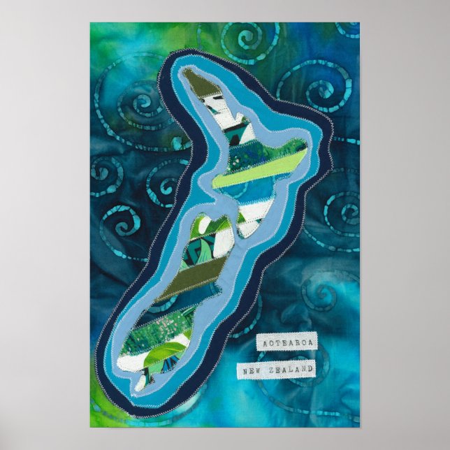 Poster Mapa da arte têxtil neozelandesa de Aotearoa (Frente)