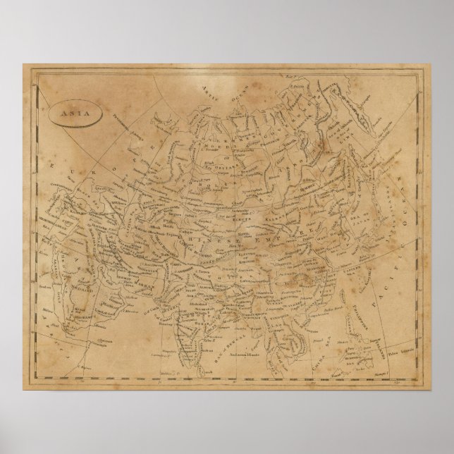 Pôster Mapa da Ásia 3 (Frente)
