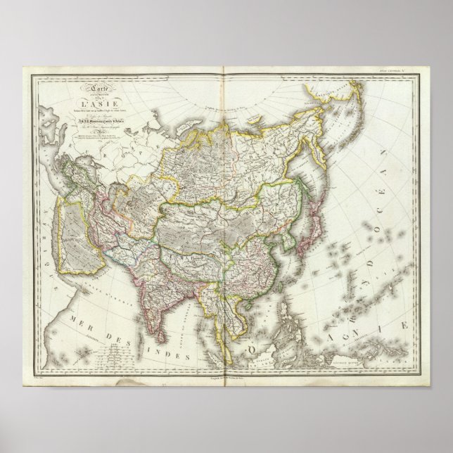 Poster Mapa da Ásia Gravado (Frente)