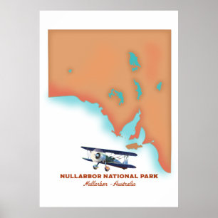 Poster Mapa da Austrália no Parque Nacional de Nullarbor