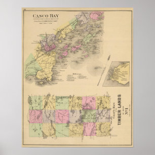 Pôster Mapa da baía de Casco