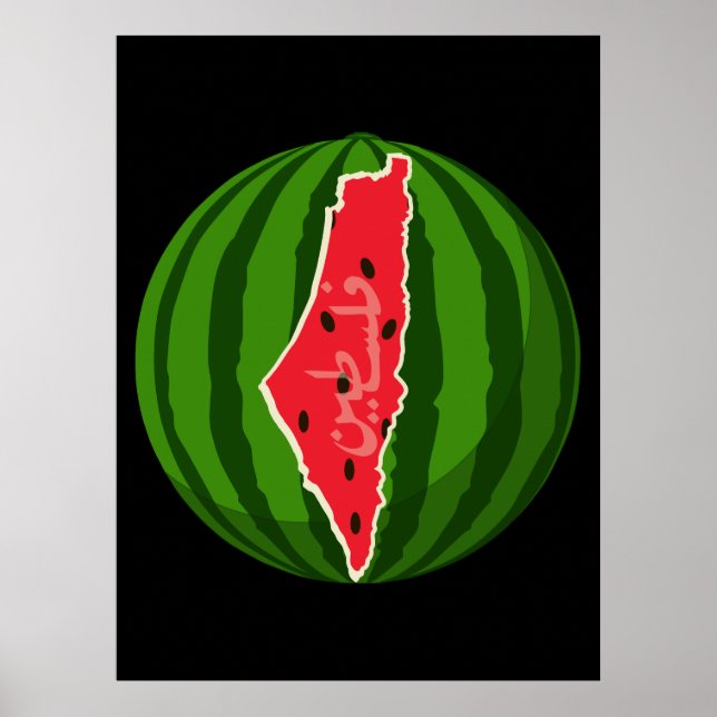 Poster Mapa da Bandeira da Melancia Palestina. Palestinos (Frente)
