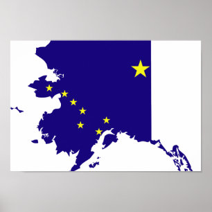 Pôster Mapa da bandeira de Alaska
