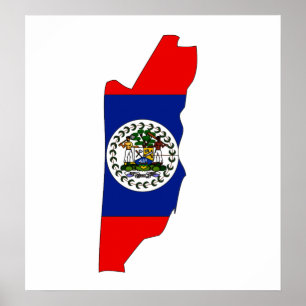 Poster Mapa da bandeira de Belize sem redução