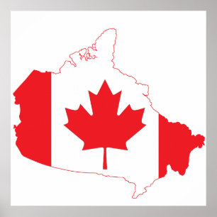 Poster Mapa da bandeira de Canadá