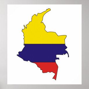 Pôster Mapa da bandeira de Colômbia sem redução