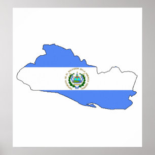 Poster Mapa da bandeira de El Salvador sem redução