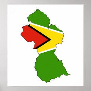 Pôster Mapa da bandeira de Guyana sem redução