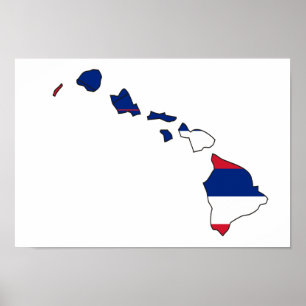Pôster Mapa da bandeira de Havaí