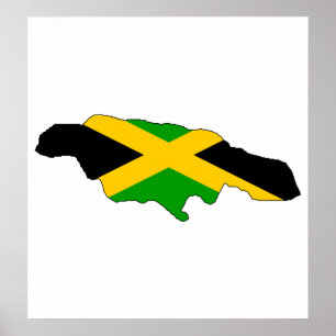 Pôster Mapa da bandeira de Jamaica sem redução