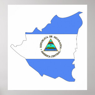 Pôster Mapa da bandeira de Nicarágua sem redução
