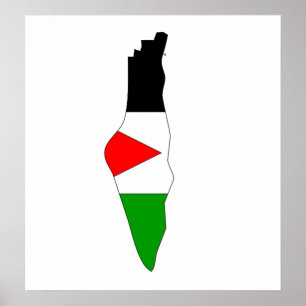 Poster Mapa da bandeira de Palestina sem redução