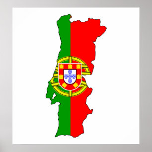 Pôster Mapa da bandeira de Portugal sem redução