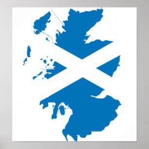 Poster Mapa da bandeira de Scotland sem redução