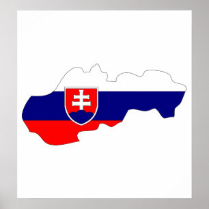Pôster Mapa da bandeira de Slovakia sem redução