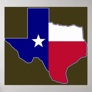 Pôster Mapa da bandeira de Texas