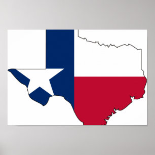 Pôster Mapa da bandeira de Texas