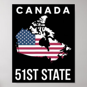 Poster Mapa da bandeira dos EUA Canadá 51º Estado