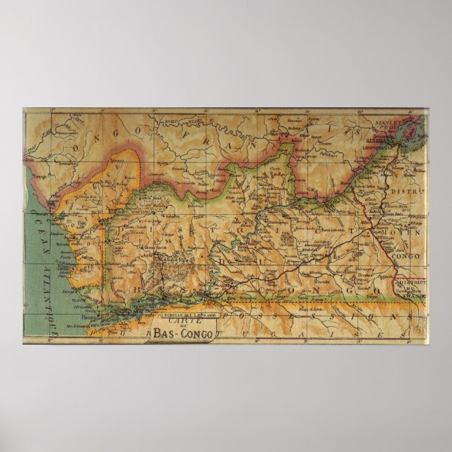 Pôster Mapa da Bas Congo - Congo belga 1913 (Frente)