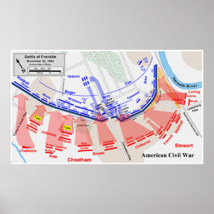 Pôster Mapa da batalha americana da guerra civil de
