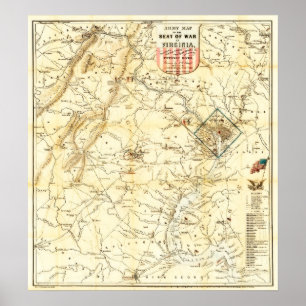 Poster Mapa da Batalha da Guerra Civil da Virgínia 1862
