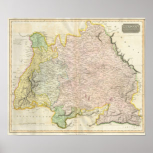 Poster Mapa da Baviera Alemanha (1814)