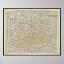 Poster Mapa da Baviera, Cartaz da Alemanha, Mapa Históric