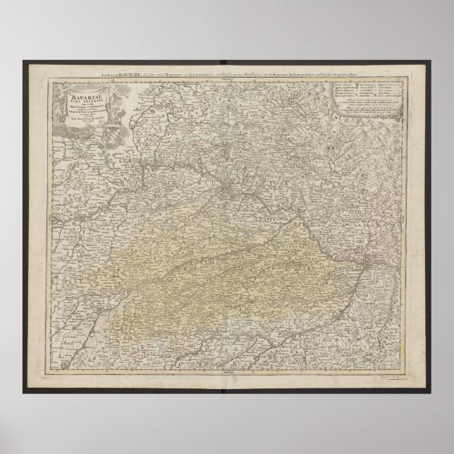 Poster Mapa da Baviera, Cartaz da Alemanha, Mapa Históric (Frente)