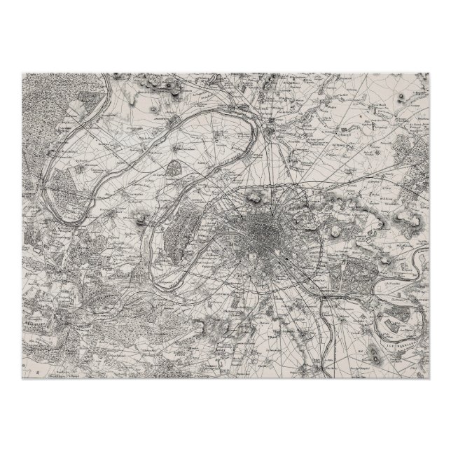 Pôster Mapa da capital da França em Paris (Frente)
