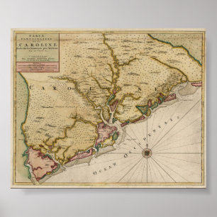Pôster Mapa da Carolina de 1696