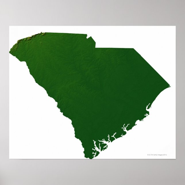 Poster Mapa da Carolina do Sul (Frente)