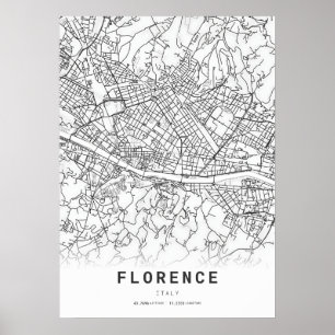 Poster Mapa da Cartografia de Florence City