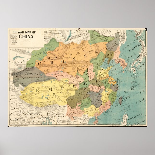 Poster Mapa da China (1900) (Frente)