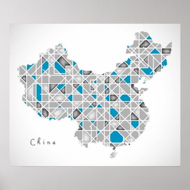 Pôster Mapa da China | Crystal Diamond Style Trabalho de  (Frente)