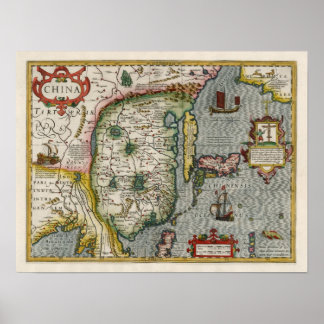 Poster Mapa da China em 1633