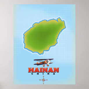 Poster Mapa da China Hainan