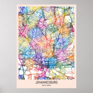 Poster Mapa da Cidade da África do Sul de Joanesburgo